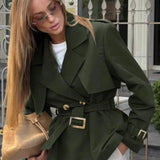 Vintage dobbeltradet mellemlang frakke med bælte