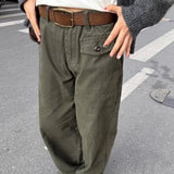 Vintage draperede cargobukser med opsmøg