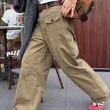 Vintage draperede cargobukser med opsmøg