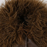 Vintage jakke med fleecekrave og læderpaneler