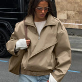 Oversized vintage trenchcoat i khaki med revers