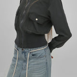 Vintage utilityjakke med ribbede lommer