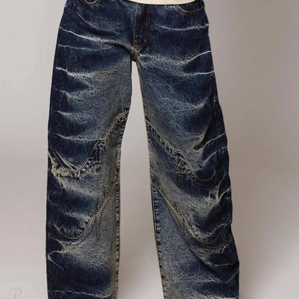Brede, falmede jeans med sporty talje