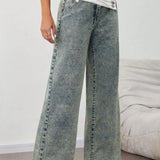 Alsidige jeans med falmet linning, afslappet pasform og vide ben