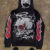 Mørk hiphop-hættetrøje med lynlås fra Y2K