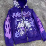 Mørk hiphop-hættetrøje med lynlås fra Y2K