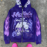 Mørk hiphop-hættetrøje med lynlås fra Y2K