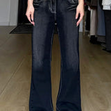 Alsidige jeans med lav talje, bootcut-pasform, syrevasket, 2000'er-stil