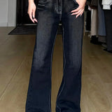 Alsidige jeans med lav talje, bootcut-pasform, syrevasket, 2000'er-stil